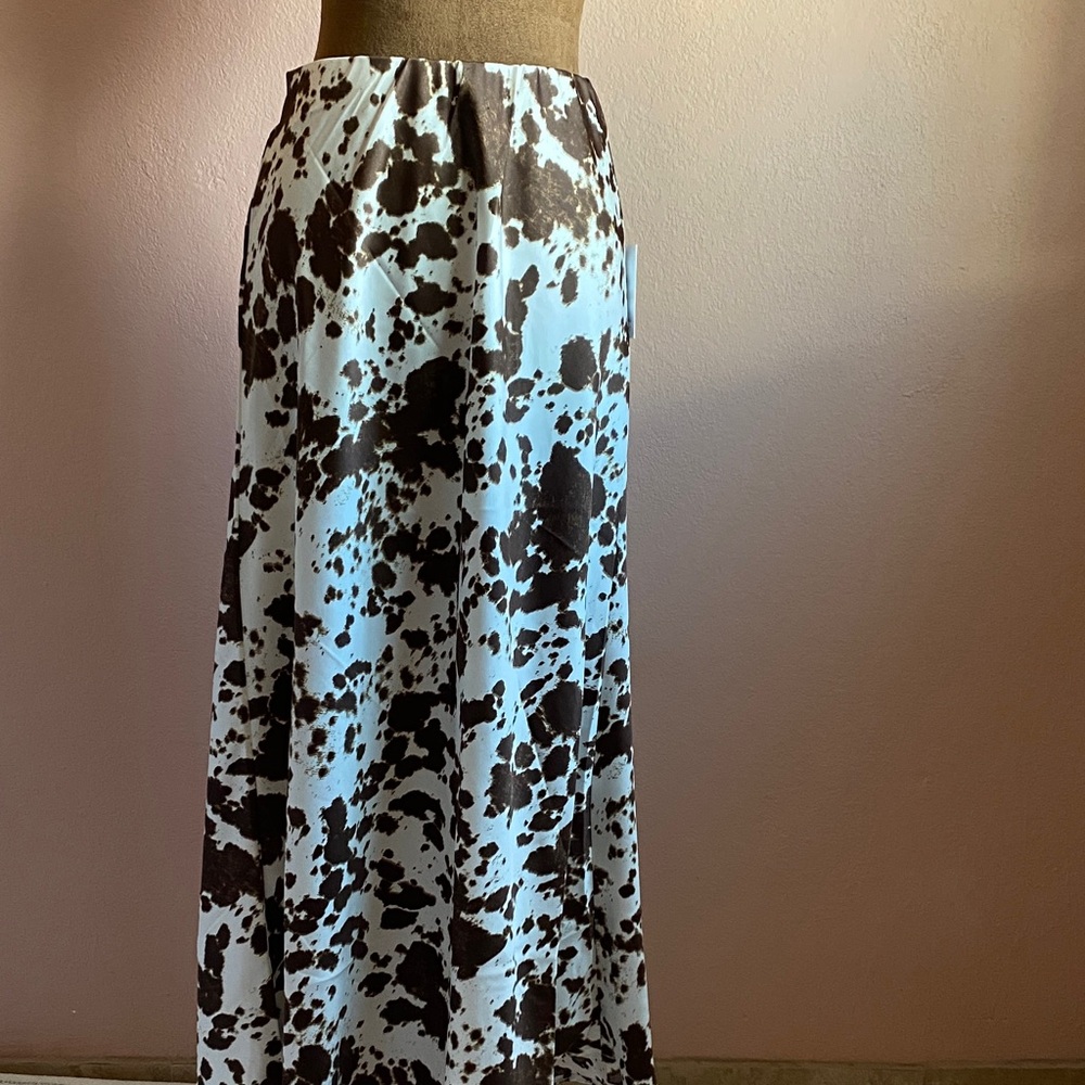 JAPNA Brown and Cream Maxi Skirt
